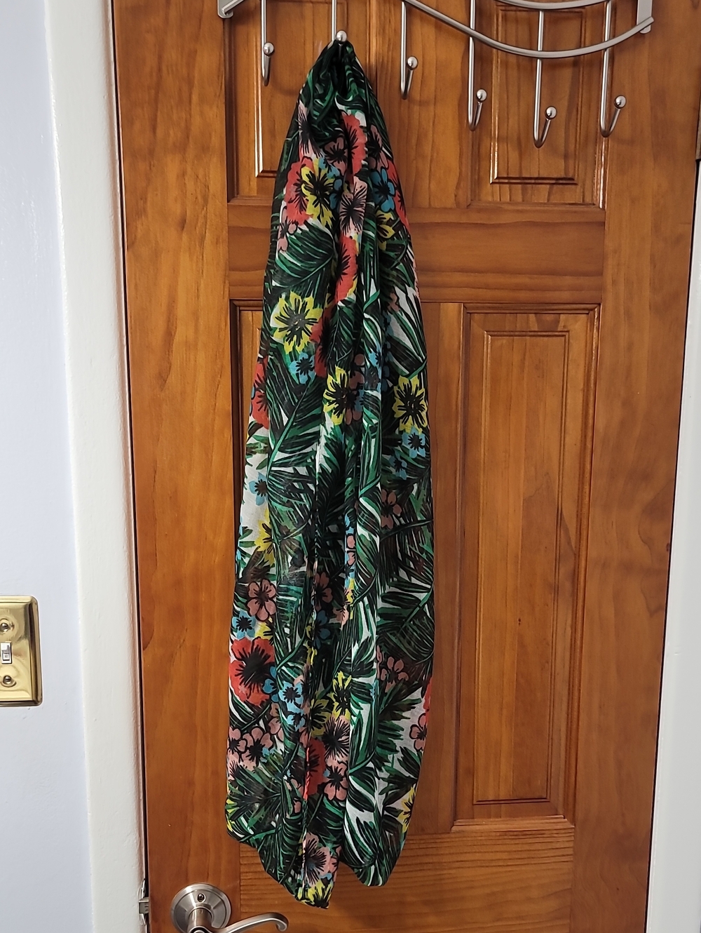 Charming Charlie Tropical Floral Green Scarf
